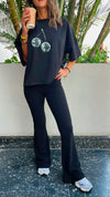 Black Slim Flare Pants