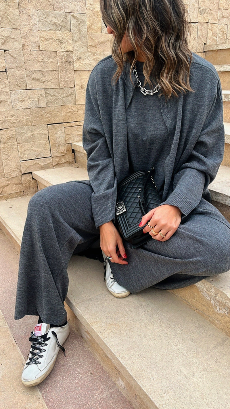 Grey 3 Piece Knit Set