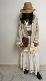 Beige Boho Detailed Mini Kimono