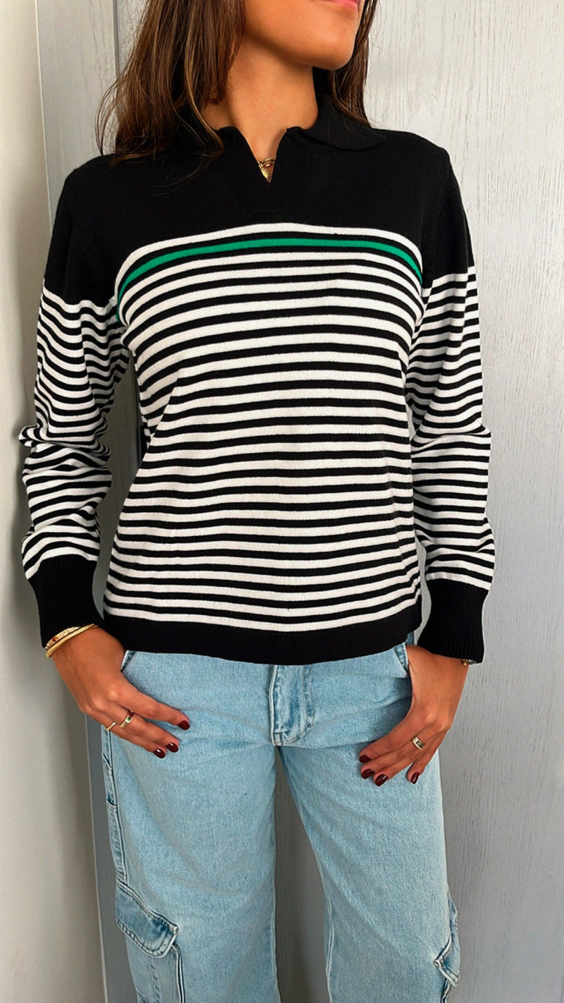 Black Striped Prep Knit