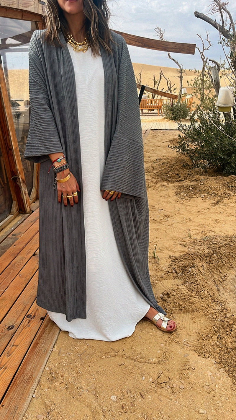 Grey Longline Thick Kimono