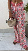 Pink Pattern Chiffon Beach Pants