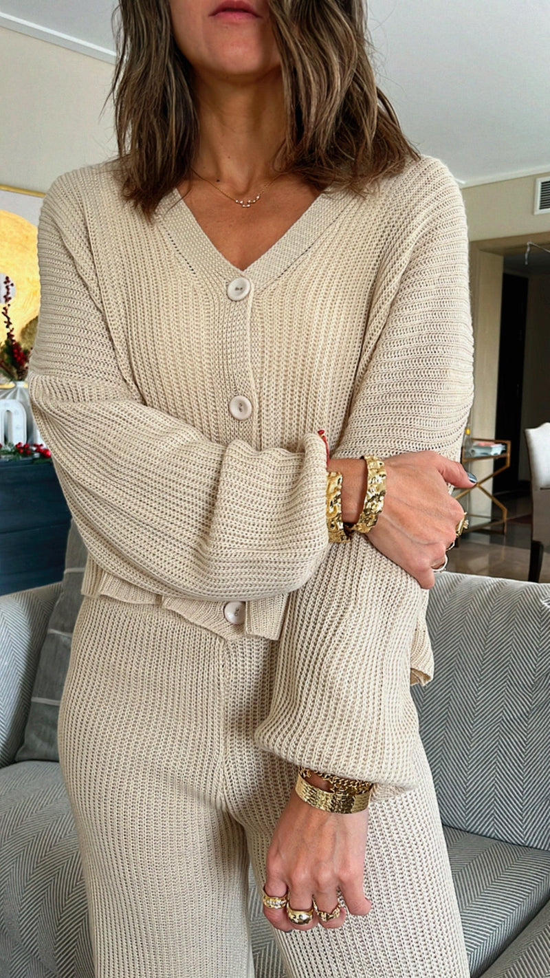 The Beige Cardi Set