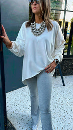 Grey Ribbed Knit Flare