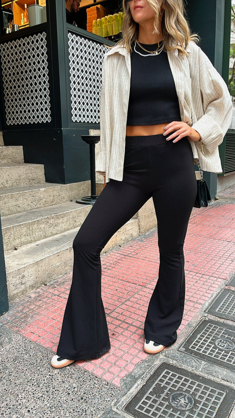 Black Slim Flare Pants