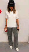 Grey Go To Striped Knit Pants