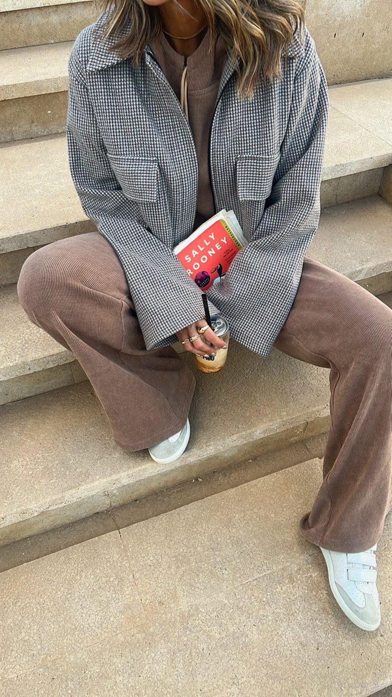 Grey Mini Checkered Blazer