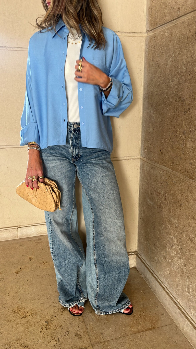 Baby Blue Cropped & Breezy Shirt