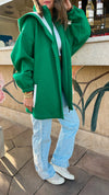 Green Colorblock Oversized Jacket