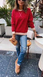 Red Scarlet Striped Knit