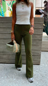 Olive Slim Flare Pants