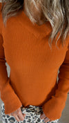 Rust V-Neck Contour Elevated Pullover