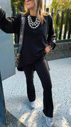 Black Cotton High Low Sweater