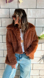 Camel Faux Fur Cropped Jacket