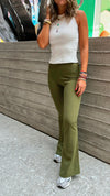 Olive Slim Flare Pants