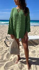 Green Warm Weather Crochet Mini Dress