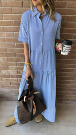 Blue Striped Shirt Dress