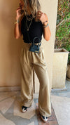 Beige Elastic Boho Pants