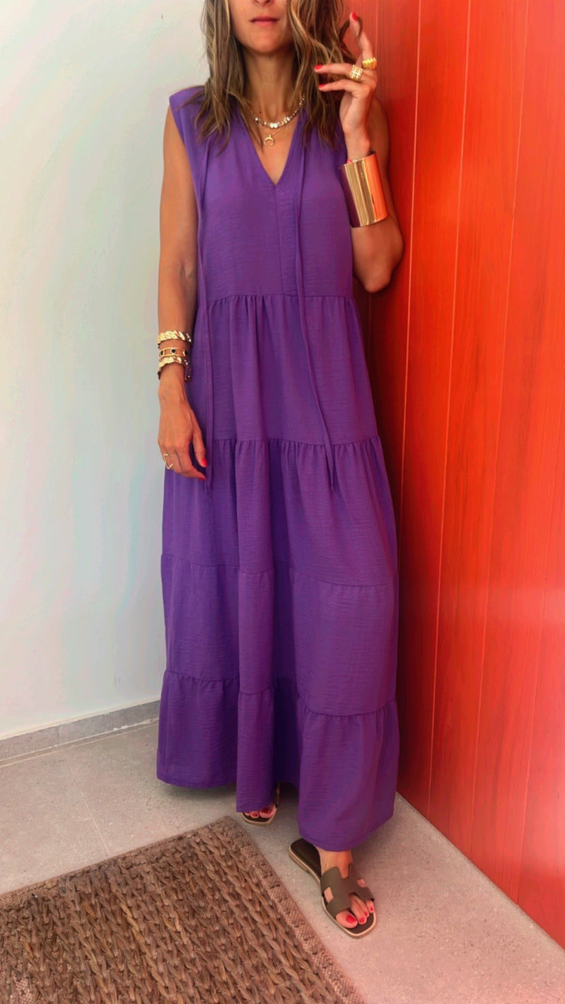 Purple Frillu Essential Tiered Dress