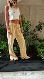 Beige Always Moving Side Slit Pants