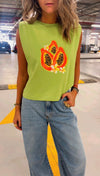 Papaya Shoulder Pad Cut Tee