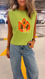 Papaya Shoulder Pad Cut Tee