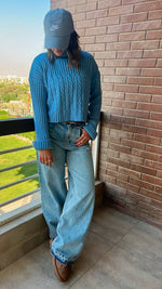 Baby Blue Turtle Neck Loose Knit