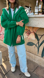 Green Colorblock Oversized Jacket