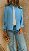 Baby Blue Cropped & Breezy Shirt