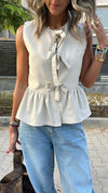 Beige Sunshine Bows Top