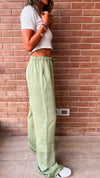 Pistachio Satin Feel Breezy Pants