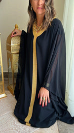 Black Golden Embellished Ramadan Kaftan