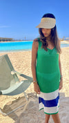 Green Colorblock Trim Crochet Coverup