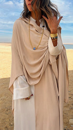 Beige Hooded Shawl Cardi