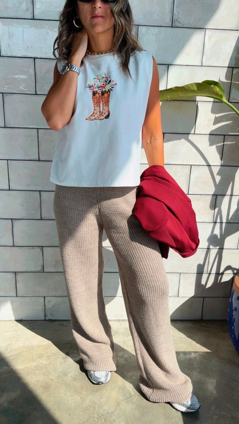 PREORDER Beige Knit Pants