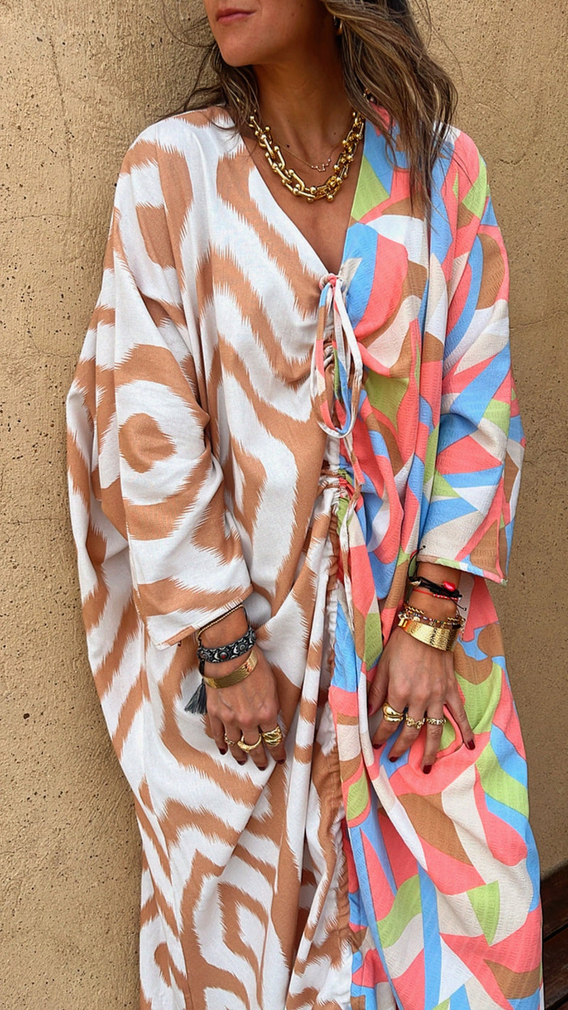 Double Fun Pattern Kaftan