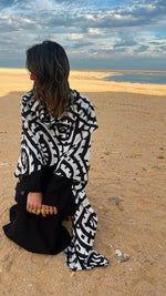 Black Abstract Monochrome Kimono Set