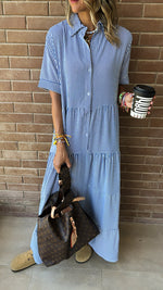 Blue Striped Shirt Dress