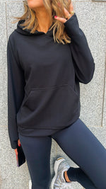 Black Flowy Jersey Hoodie