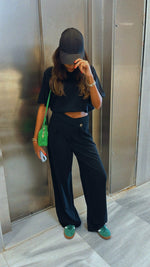 Black Criss cross Soft Suit Pants