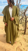 Olive Layered Hooded Kimono