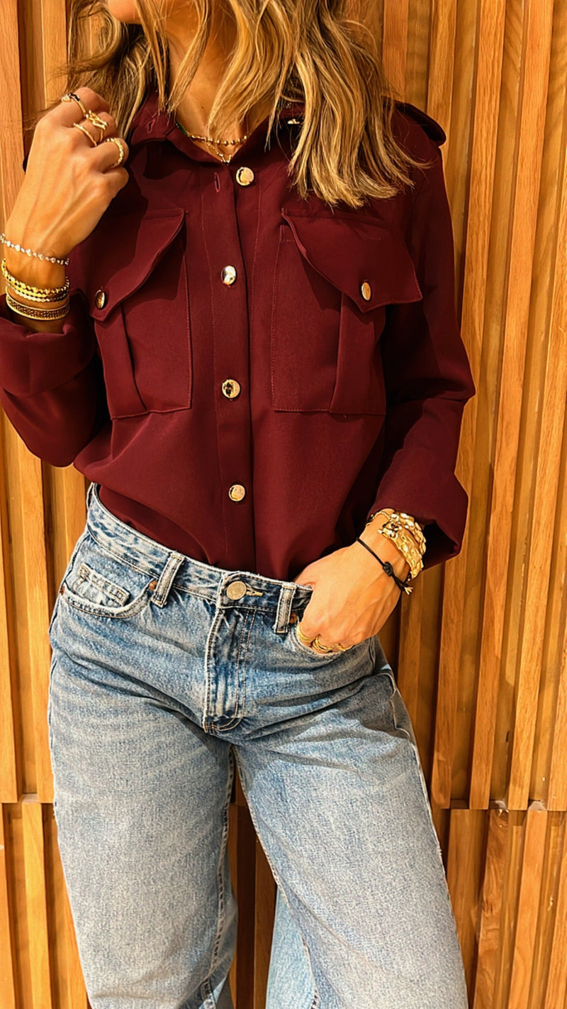 Burgundy Blazer Detailing Shirt