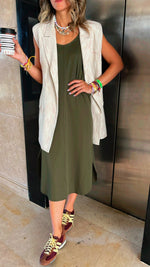 Olive Easy Travel Basic Midi Dress