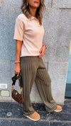 Olive Go To Striped Knit Pants