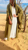 Olive Layered Hooded Kimono