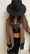 Brown Boho Detailed Mini Kimono