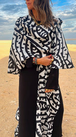 Black Abstract Monochrome Kimono Set