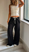 Black Rope Tie Pants