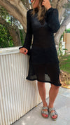 Black Keeping It Casual Crochet Dress Cover Up