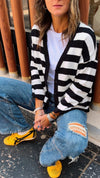 Black Striped Everyday Light Knit Cardigan